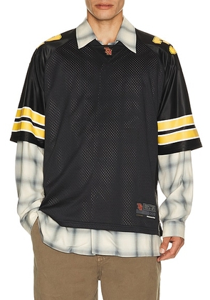 Thisisneverthat Football Jersey in Black - Black. Size L (also in S, M, XL/1X).