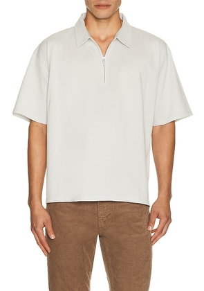 FRAME Half Zip Pique Polo in Pale Blue - Blue. Size XL/1X (also in S, M, L, XXL/2X).