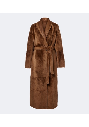 Yves Salomon Reversible shearling and leather wrap coat