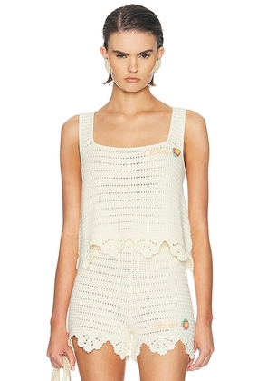 Chloe Crochet Tank Top in Iconic Milk - White. Size L (also in M).