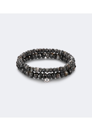 Sydney Evan Set of 2 14kt white gold beaded bracelets with diamonds and moonstones