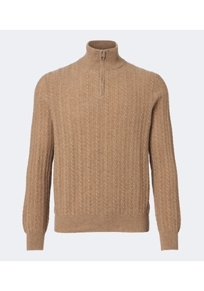 Fedeli Cable-knit cashmere half-zip sweater