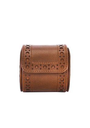 WOLF Brogue Single Watch Roll in Burnished Brown - Brown. Size all.