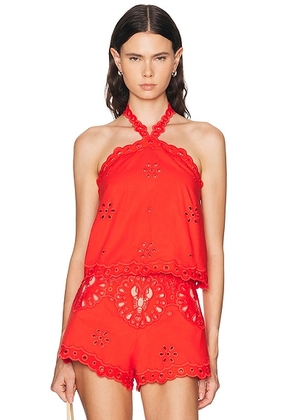 Retrofete Caliane Top in Geranium - Red. Size XS (also in L, M, S).
