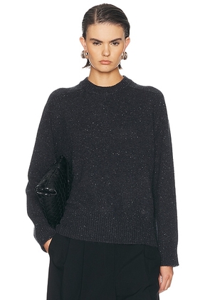 Loulou de Saison Baltra Saddle Sleeve Crewneck Sweater in Peppered Anthracite - Grey. Size XS (also in S, M, L).