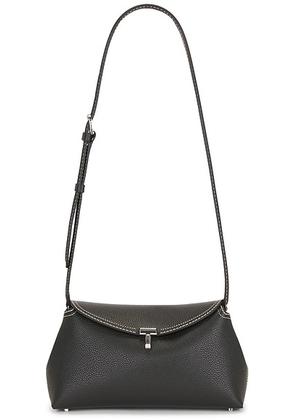 Toteme T-Lock Grained Leather Clutch in Black - Black. Size all.