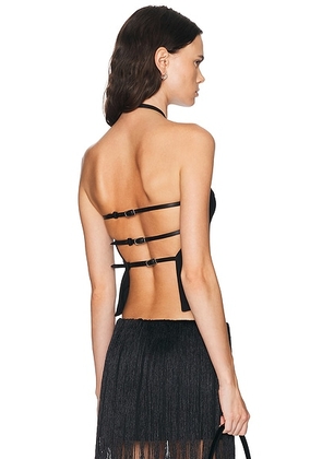 Mimchik Triple Belt Halter Top in Black - Black. Size 2 (also in 8).