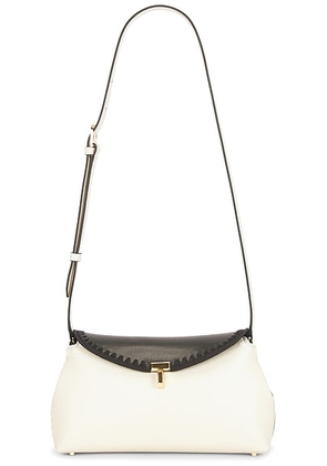 Toteme T-Lock Embroidered Leather Clutch in Black & Milk - Black & White. Size all.