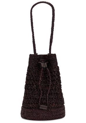 Jenni Kayne Riviera Raffia Bucket Bag in Dark Brown - Chocolate. Size all.