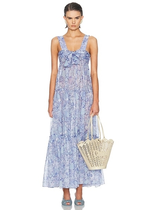 Chloe Bow Front Maxi Dress in Multicolor Blue - Blue. Size 36 (also in ).