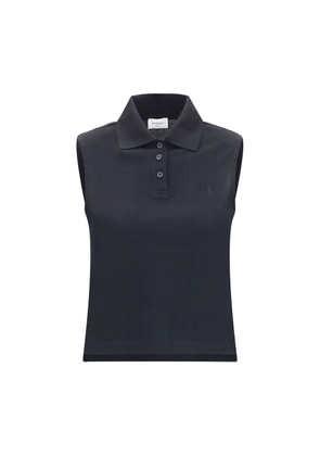 Saint Laurent Black Recycled Cotton Polo Shirt - M