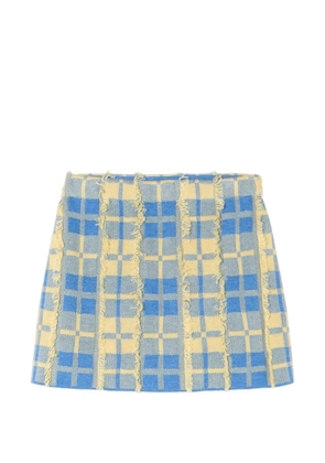 Guest In Residence fringe-trim plaid mini skirt - Blue