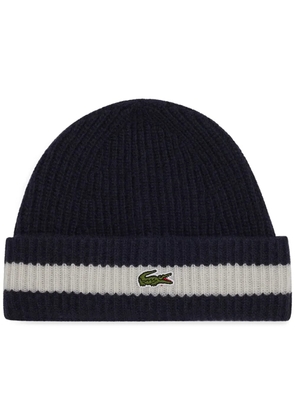 Lacoste ribbed-knit beanie hat - Blue