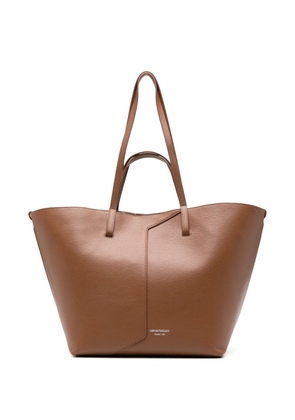 Emporio Armani 1981 logo-print leather tote bag - Brown