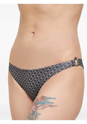 Trussardi monogram-print ring-detail bikini bottoms - Black
