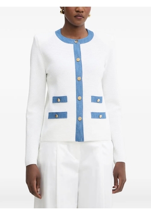 LUISA SPAGNOLI Capotreno denim-trim button-up cardigan - White