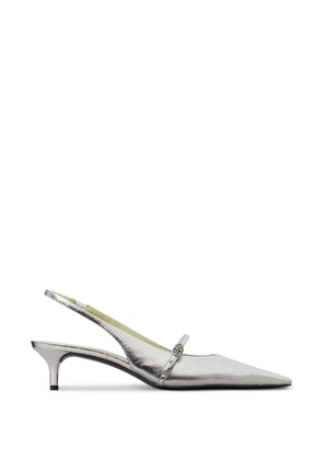 Tory Burch Double T metallic pointed-toe pumps - Silver