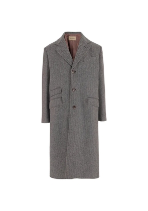 Valentino Garavani herringbone-pattern virgin wool coat - Grey