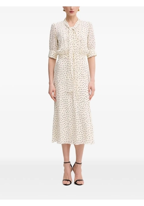 LUISA SPAGNOLI Pinasca polka-dot tie-neck midi dress - Neutrals