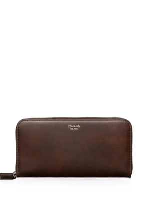 Prada antiqued leather wallet - Brown