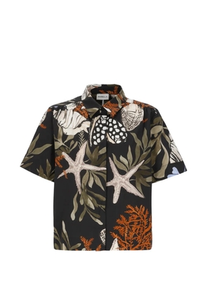 Marella seashell-print short-sleeve shirt - Black