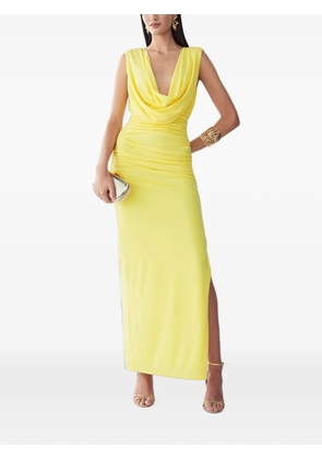 BWLDR cowl-neck ruched maxi dress - Yellow