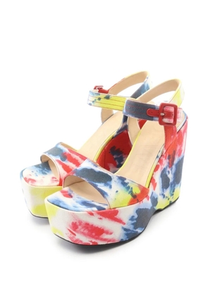 Loewe Pre-Owned tie-dye wedge sandals - Red