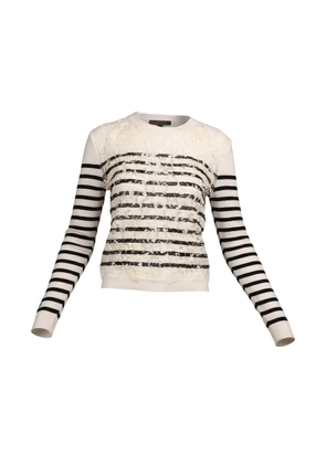 Valentino Garavani lace-overlay striped sweater - Neutrals