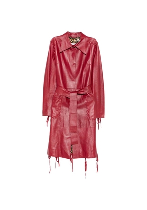Dolce & Gabbana Pre-Owned 2000s belted whipstitch-trim coat - Red