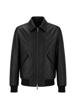 BOSS leather bomber jacket - Black