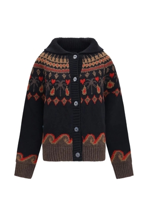 Alanui fair isle-pattern wool cardigan - Black