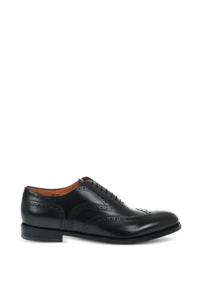 Santoni brogue-detail leather derby shoes - Black