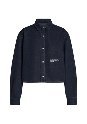 Karl Lagerfeld Jeans boxy logo-detail denim shirt - Blue