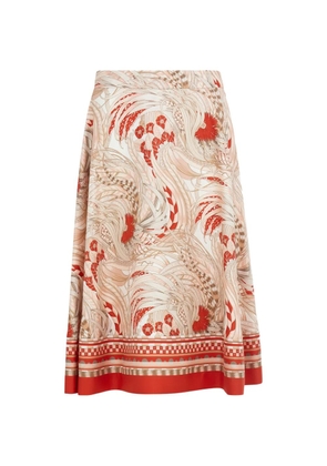 Ferragamo Rooster-print long skirt - Neutrals