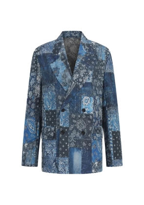 R13 patchwork double-breasted blazer - Blue