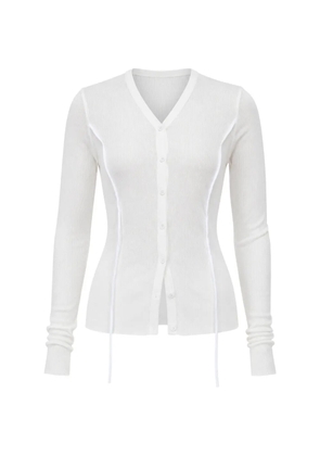 Masnada V-neck chiffon-insert cardigan - White