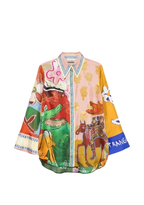 ALEMAIS Mlak graphic-print silk shirt - Green