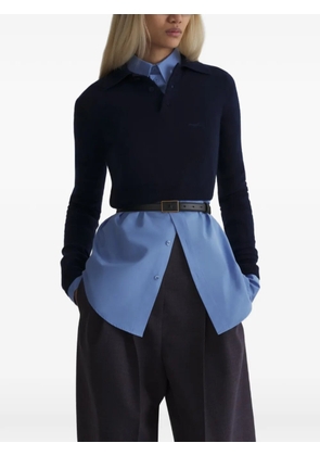 Mugler cashmere cropped polo top - Blue