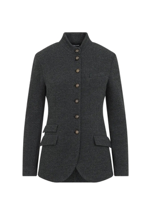 Giorgio Armani slim-fit herringbone-pattern jacket - Grey