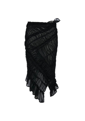 Magda Butrym ruffled ruched midi skirt - Black