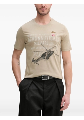 Aeronautica Militare helicopter-print cotton T-shirt - Neutrals