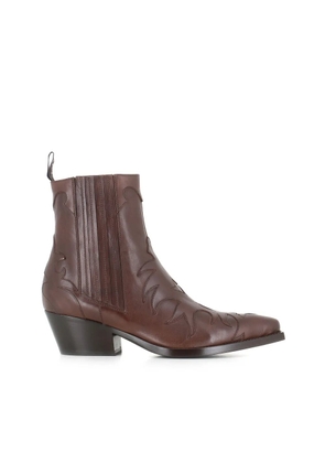 Sartore embroidered leather ankle boots - Brown