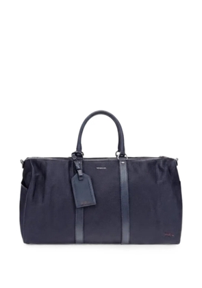 Kiton logo-plaque leather-trim holdall bag - Blue