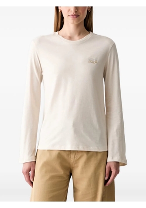 LIU JO logo-embroidered long-sleeve T-shirt - Neutrals