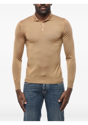 Malo cashmere long-sleeve polo shirt - Brown