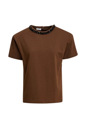 Essentiel Antwerp Kardinal embellished-collar T-shirt - Brown