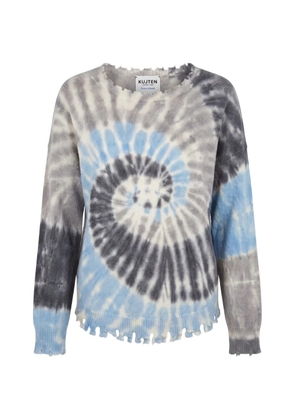 kujten cashmere tie-dye distressed-effect sweater - Grey