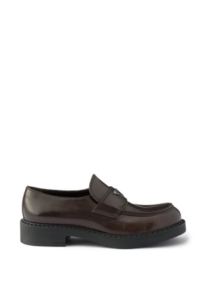 Prada chocolate aged leather loafers - Brown
