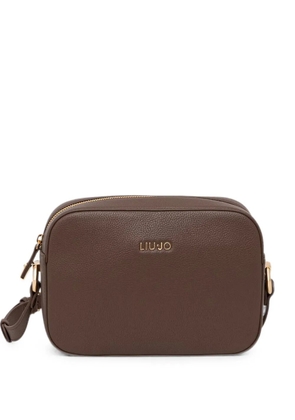 LIU JO logo-plaque pebbled-effect shoulder bag - Brown