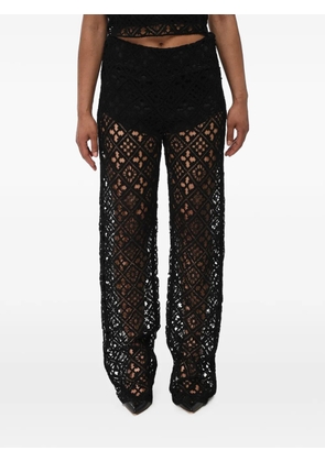 Off-White crochet-knit palazzo trousers - Black
